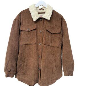 ASHLEY by 26 International Corduroy Sherpa Jacket Brown Size Large Womens Utilit